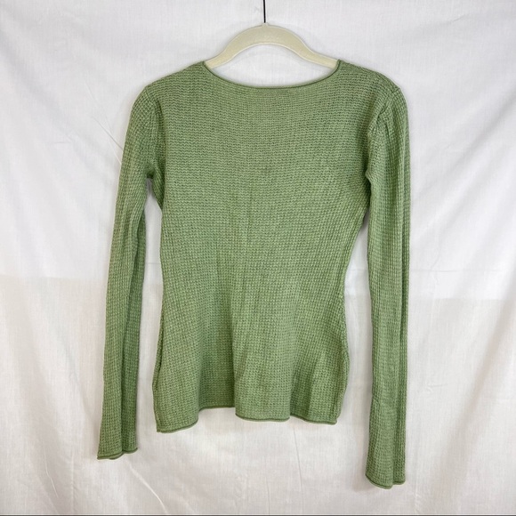Saks Fifth Avenue Silk / Cashmere Blend Sweater Women’s Rib Knit Green Sz S EUC - Picture 5 of 11